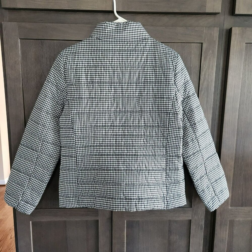 Vince Camuto Puffer Jacket Women Medium Zip Up Houndstooth Print Black White NWT - Picture 3 of 16